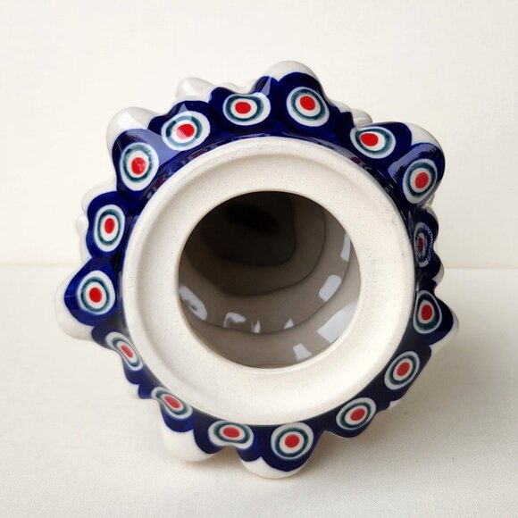 Boleslawiec Polish Pottery Peacock Pattern Christmas Tree w/Star Figurine Statue - Picture 6 of 6